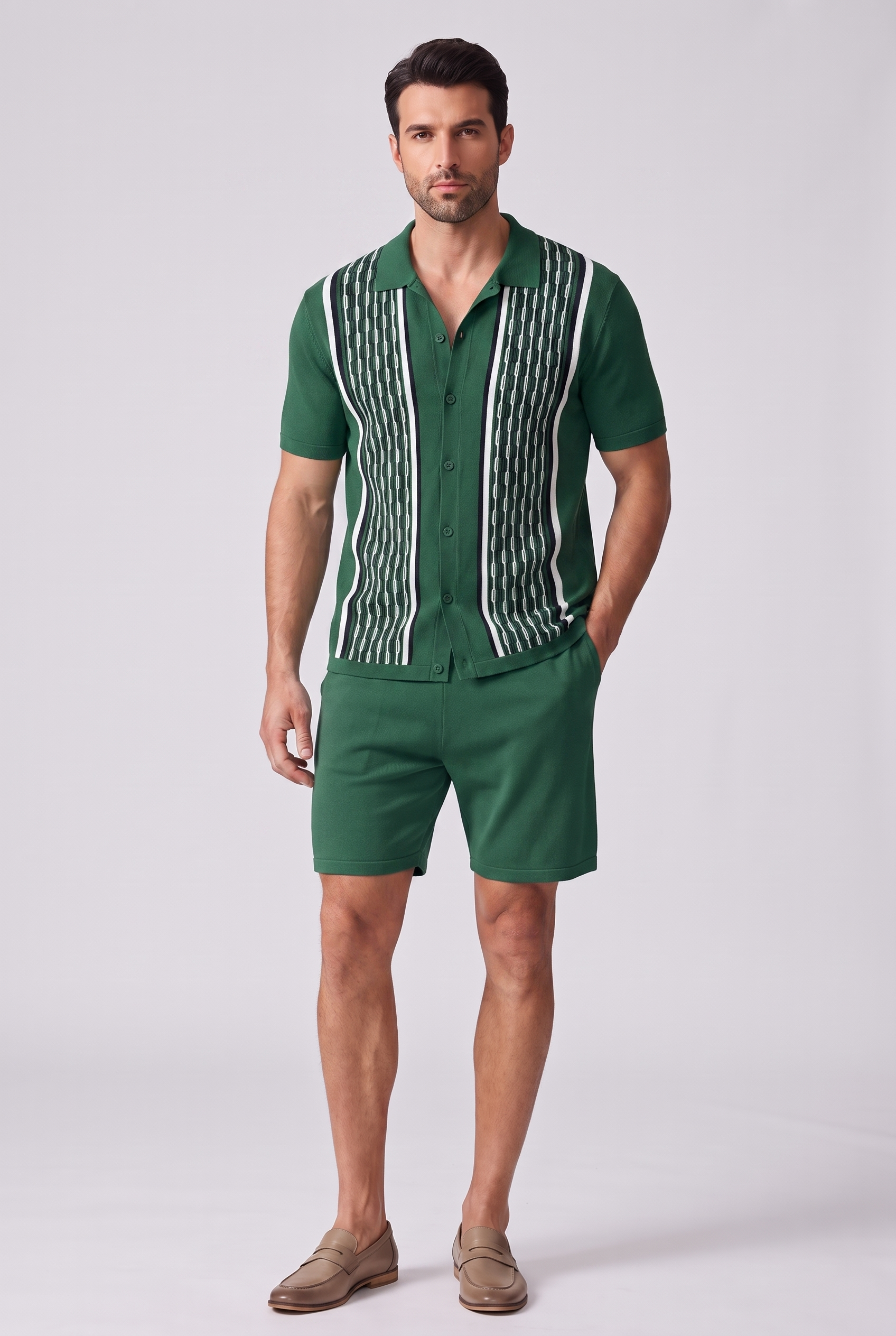 Men's Summer Short Sleeve Shirt and Shorts Set