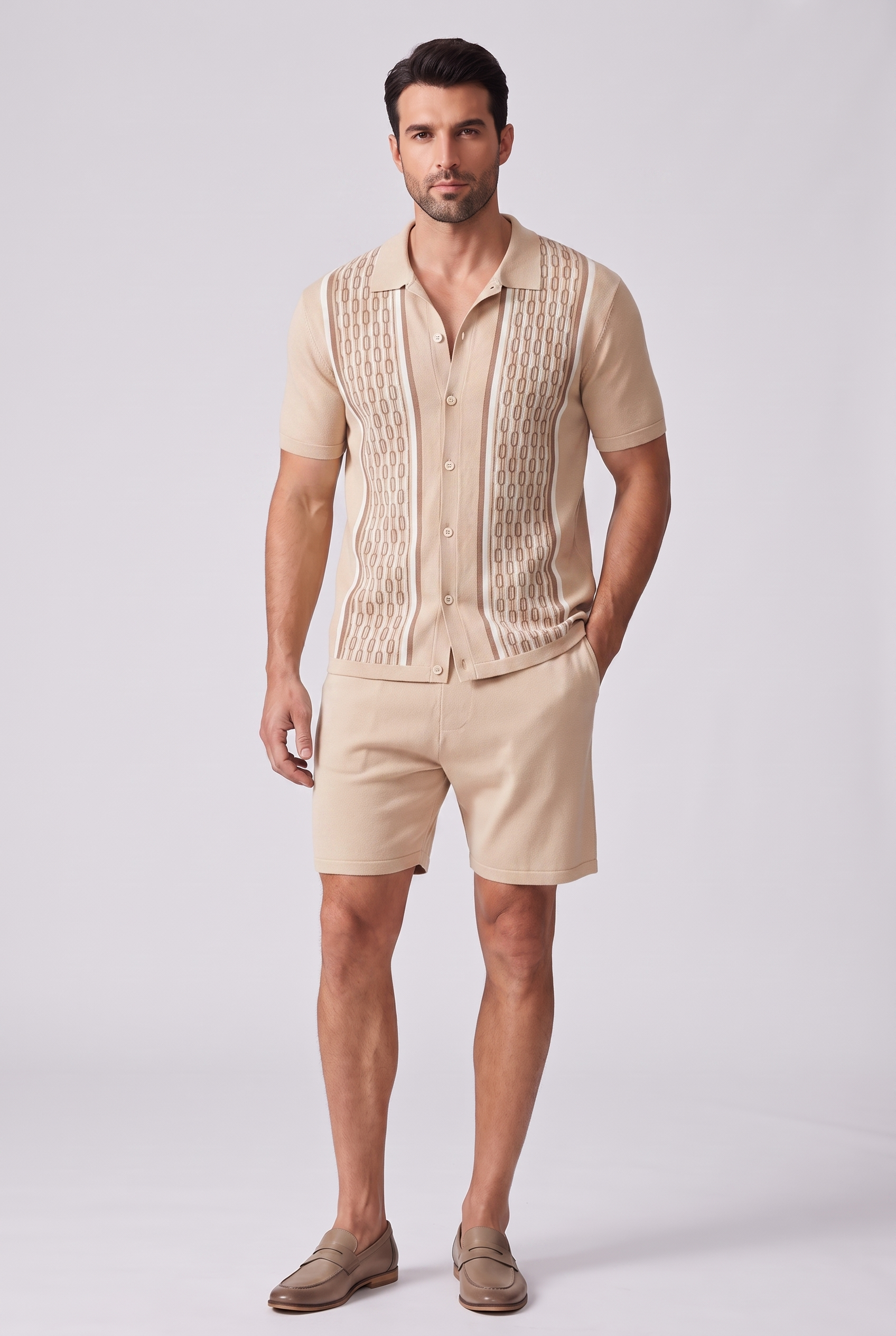 Men's Summer Short Sleeve Shirt and Shorts Set