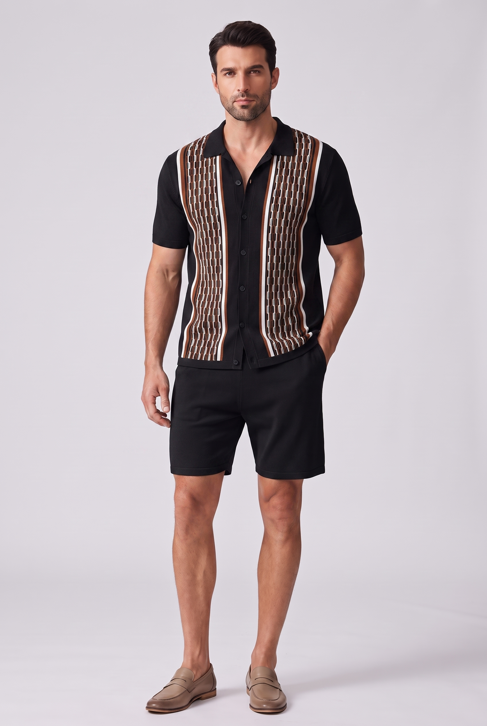 Men's Summer Short Sleeve Shirt and Shorts Set