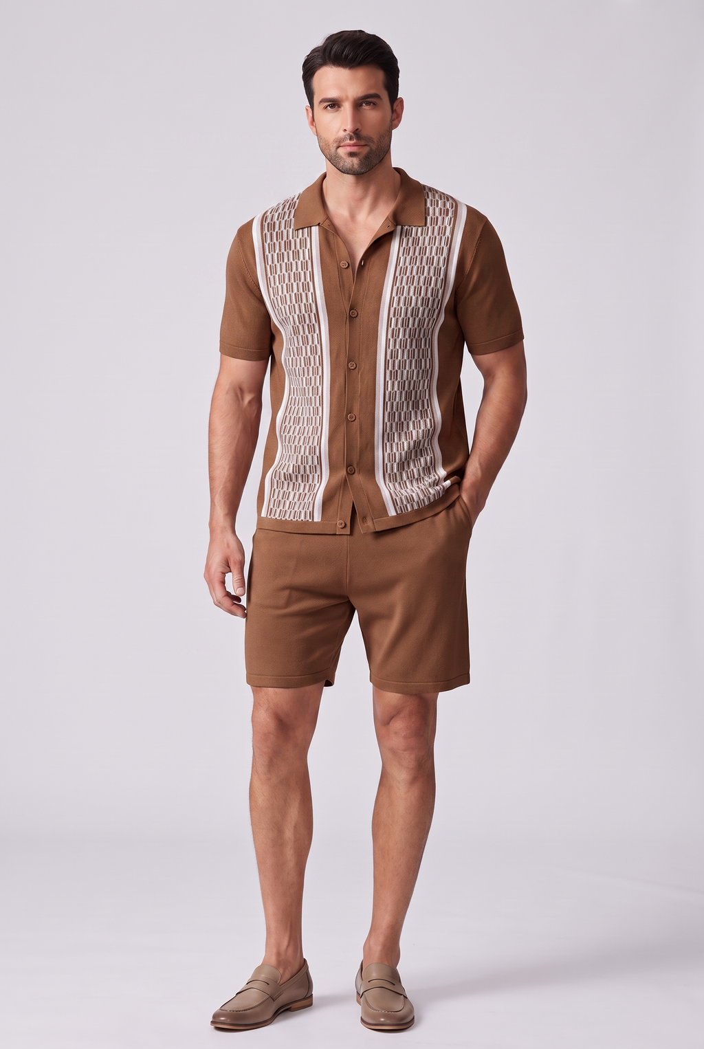Men's Summer Short Sleeve Shirt and Shorts Set