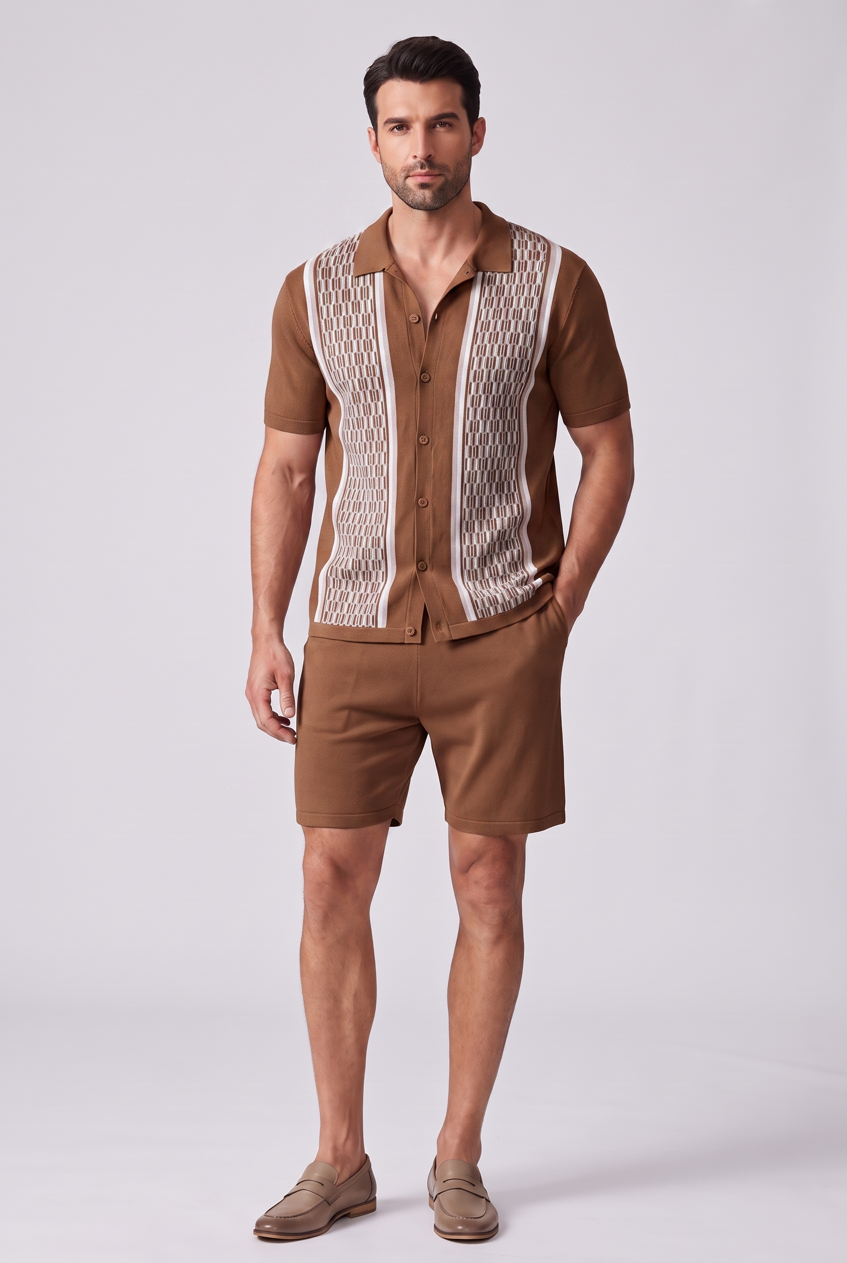 Men's Summer Short Sleeve Shirt and Shorts Set