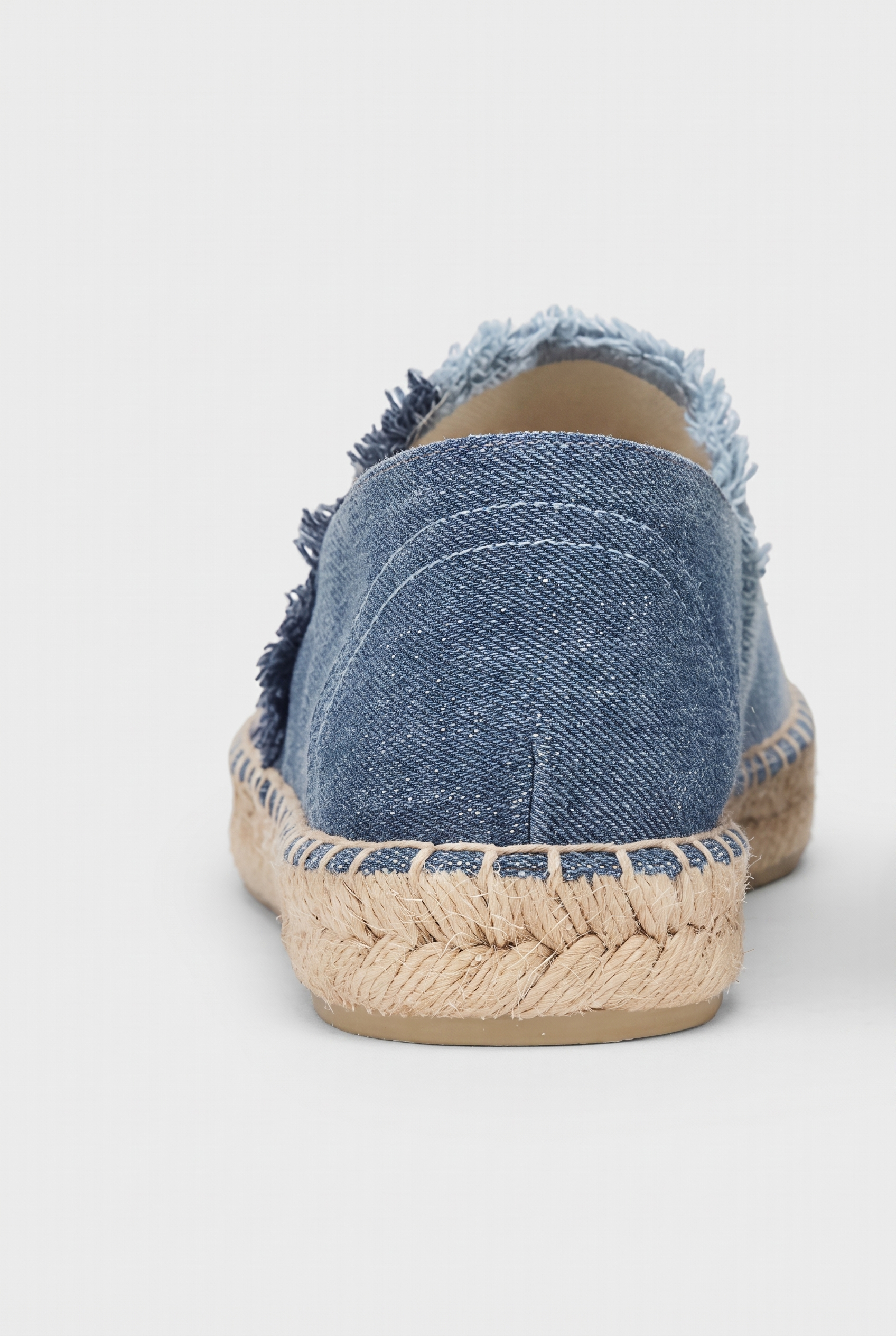 Women's Denim Slip-On Espadrilles with Fringe Detail