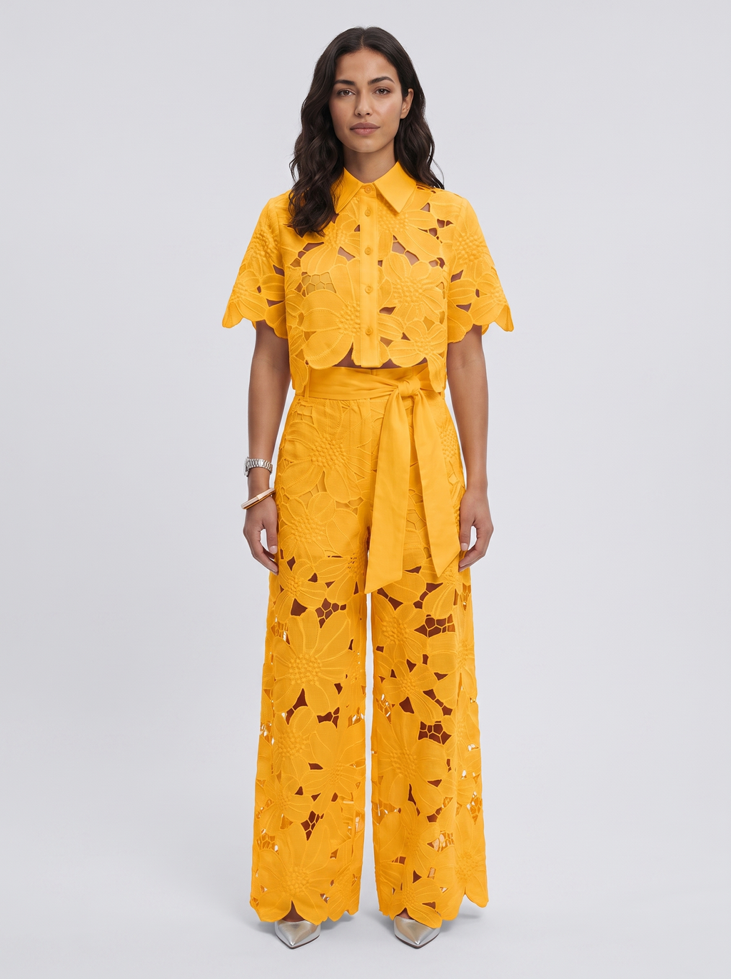 Women's Elegant Shirt and Wide-Leg Pants Outfit