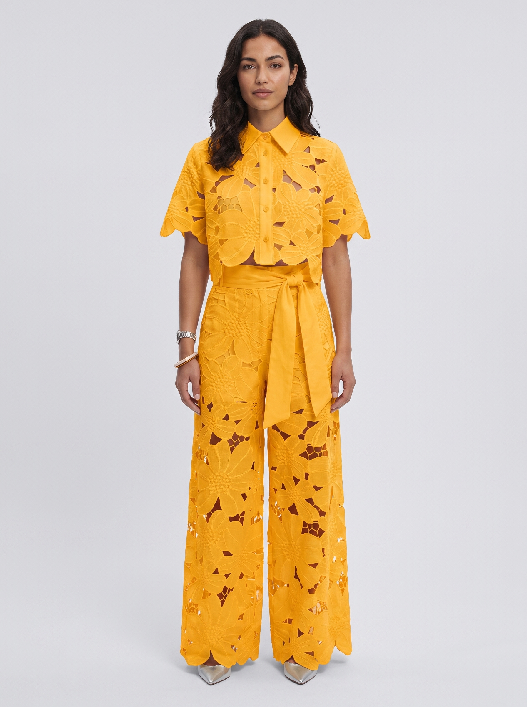 Women's Elegant Shirt and Wide-Leg Pants Outfit