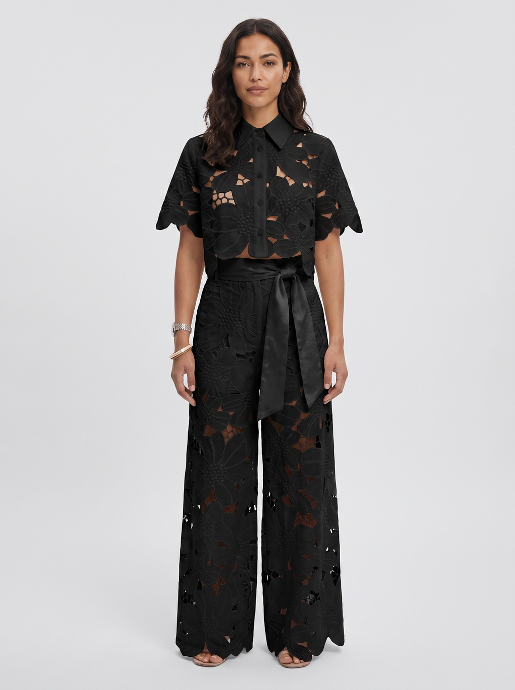 Women's Elegant Shirt and Wide-Leg Pants Outfit