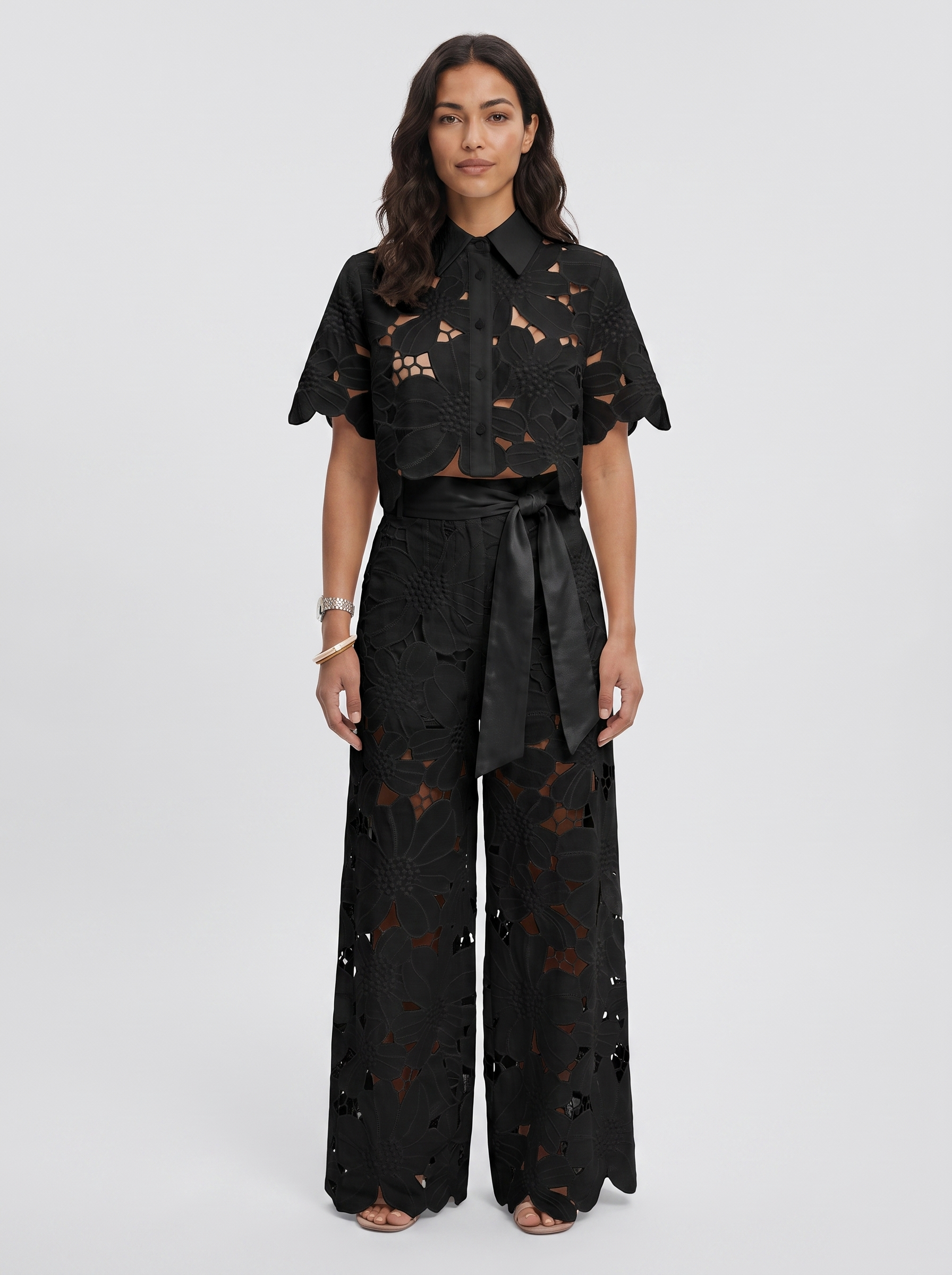 Women's Elegant Shirt and Wide-Leg Pants Outfit