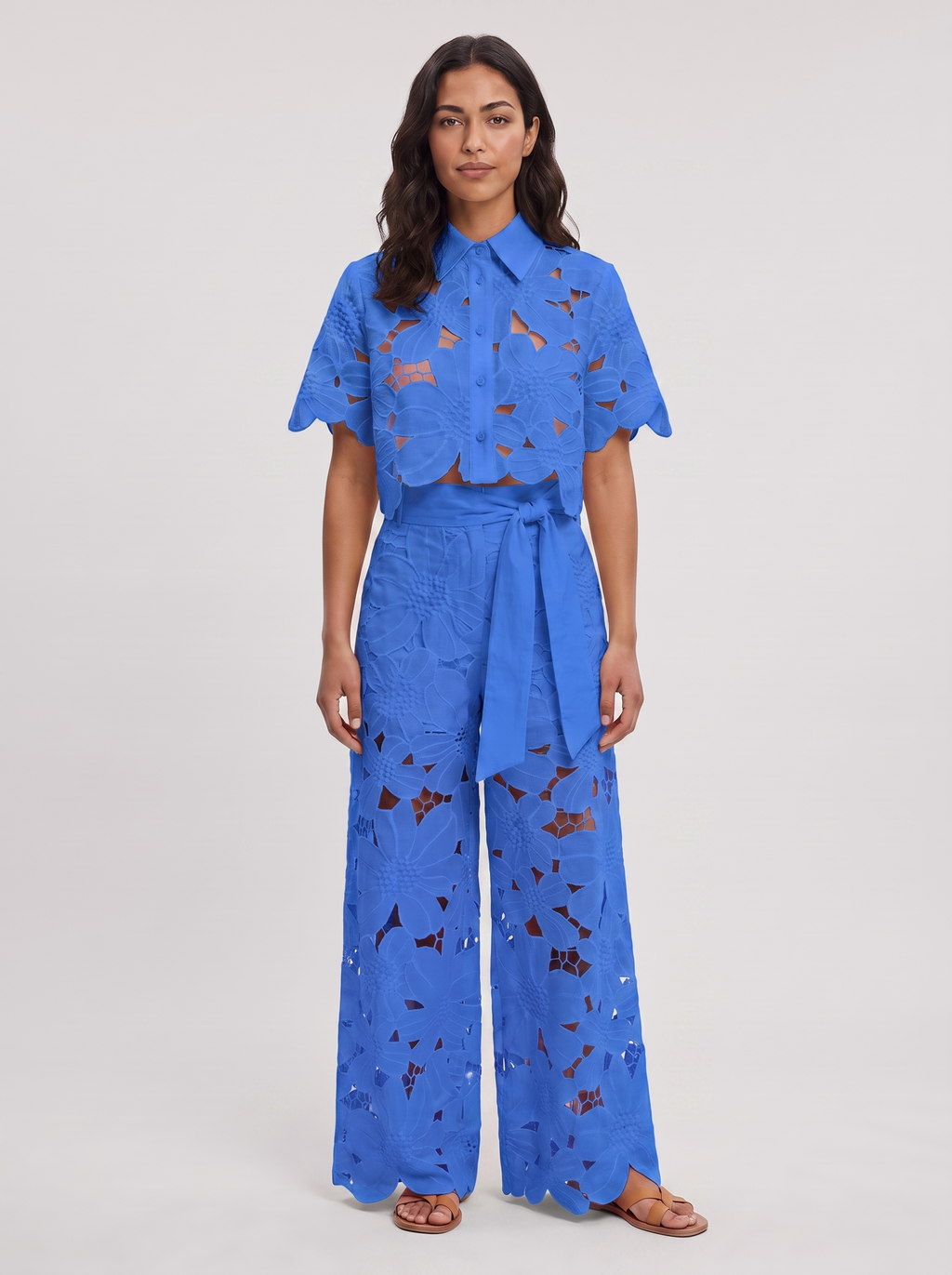Women's Elegant Shirt and Wide-Leg Pants Outfit