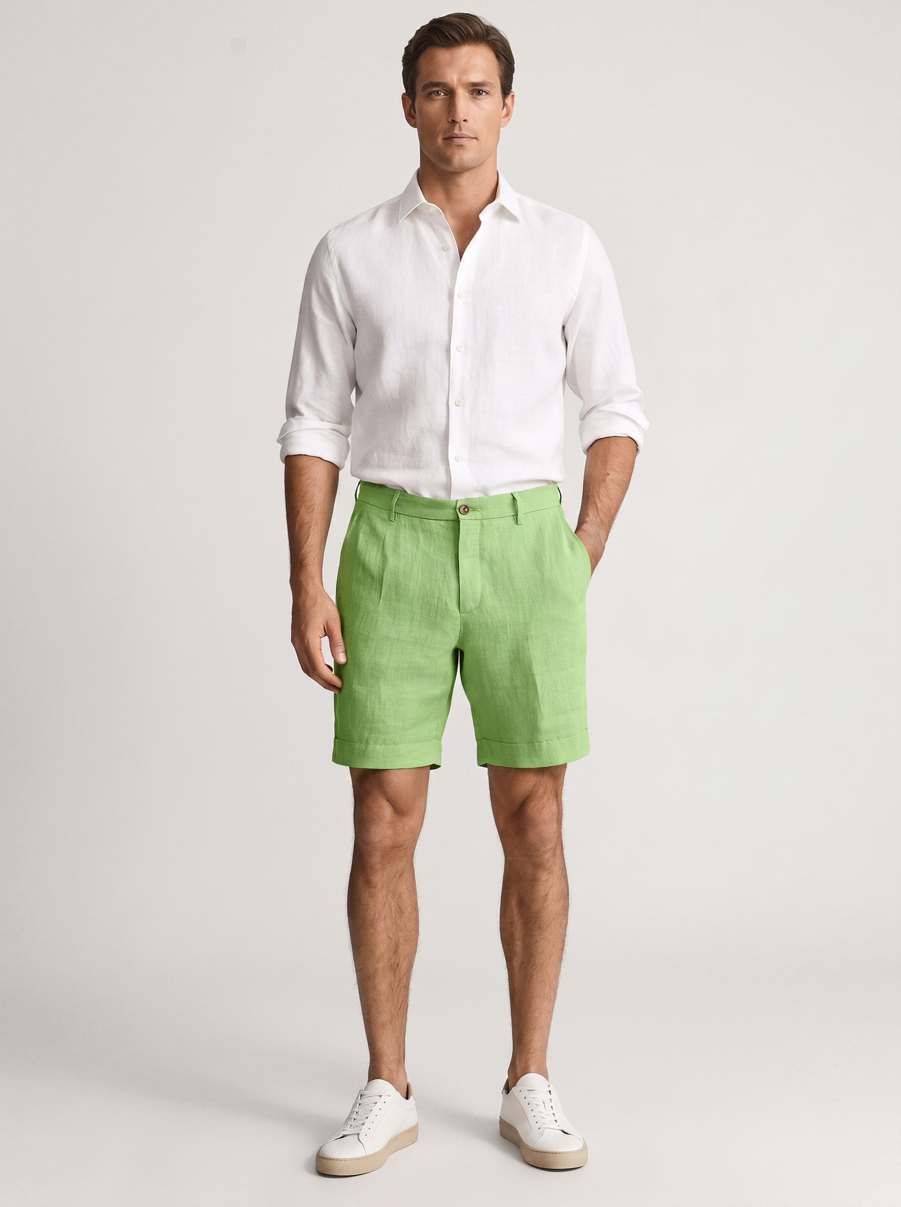 Men's Linen Chino Shorts for Summer Casual Wear