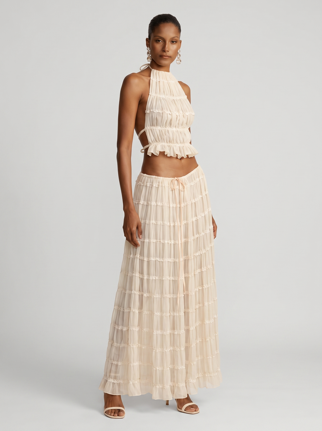 Women's Halter Pleated Skirt Set
