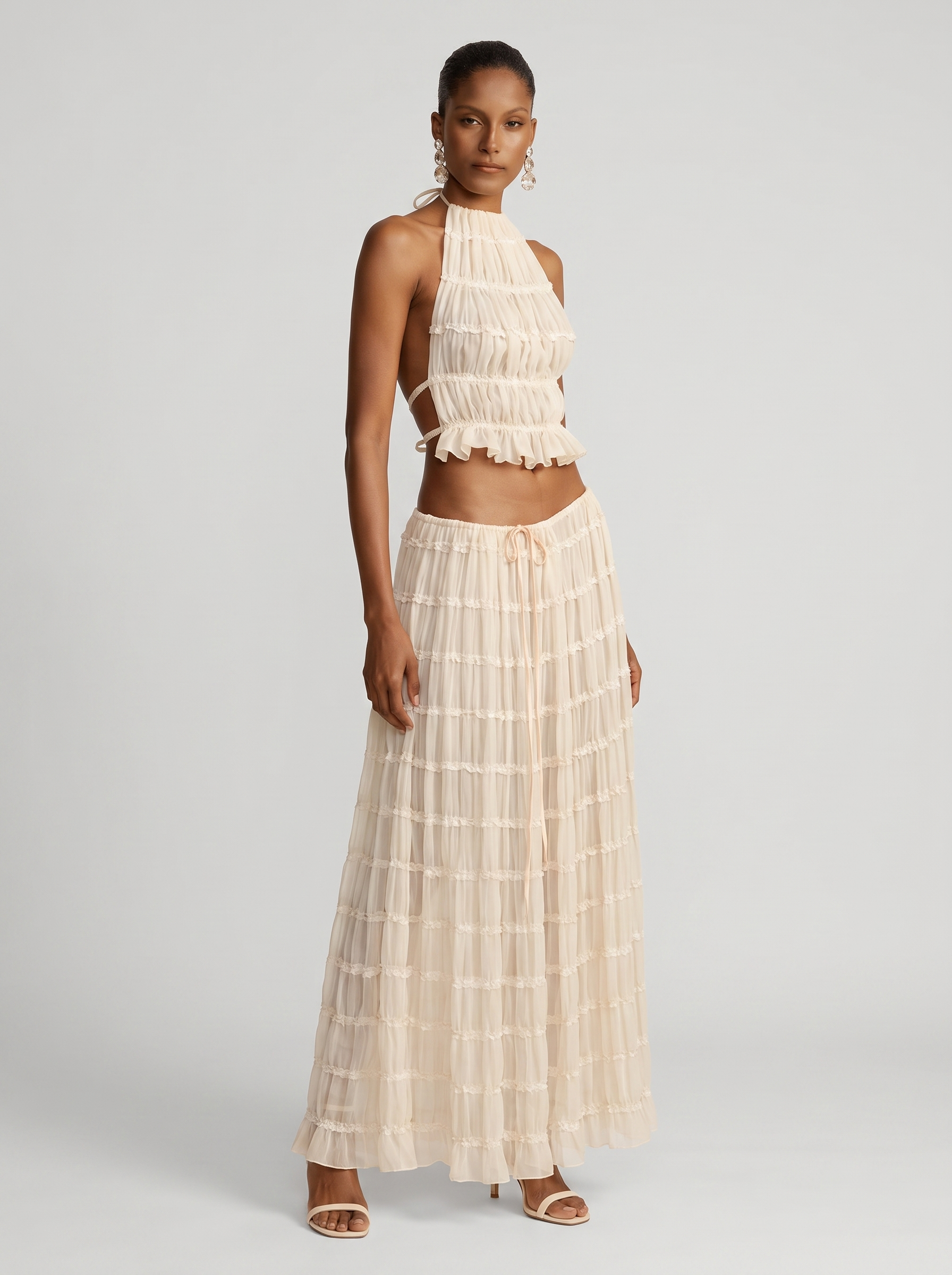 Women's Halter Pleated Skirt Set