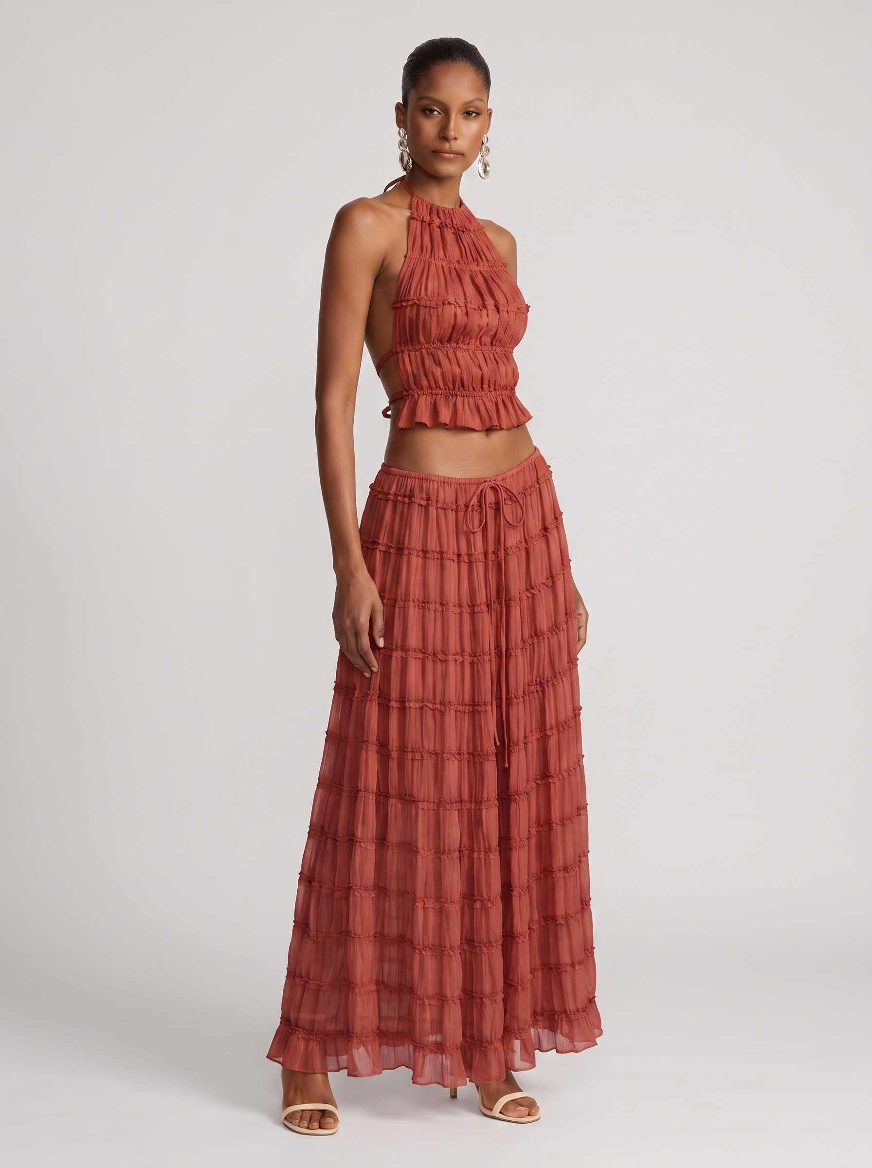 Women's Halter Pleated Skirt Set