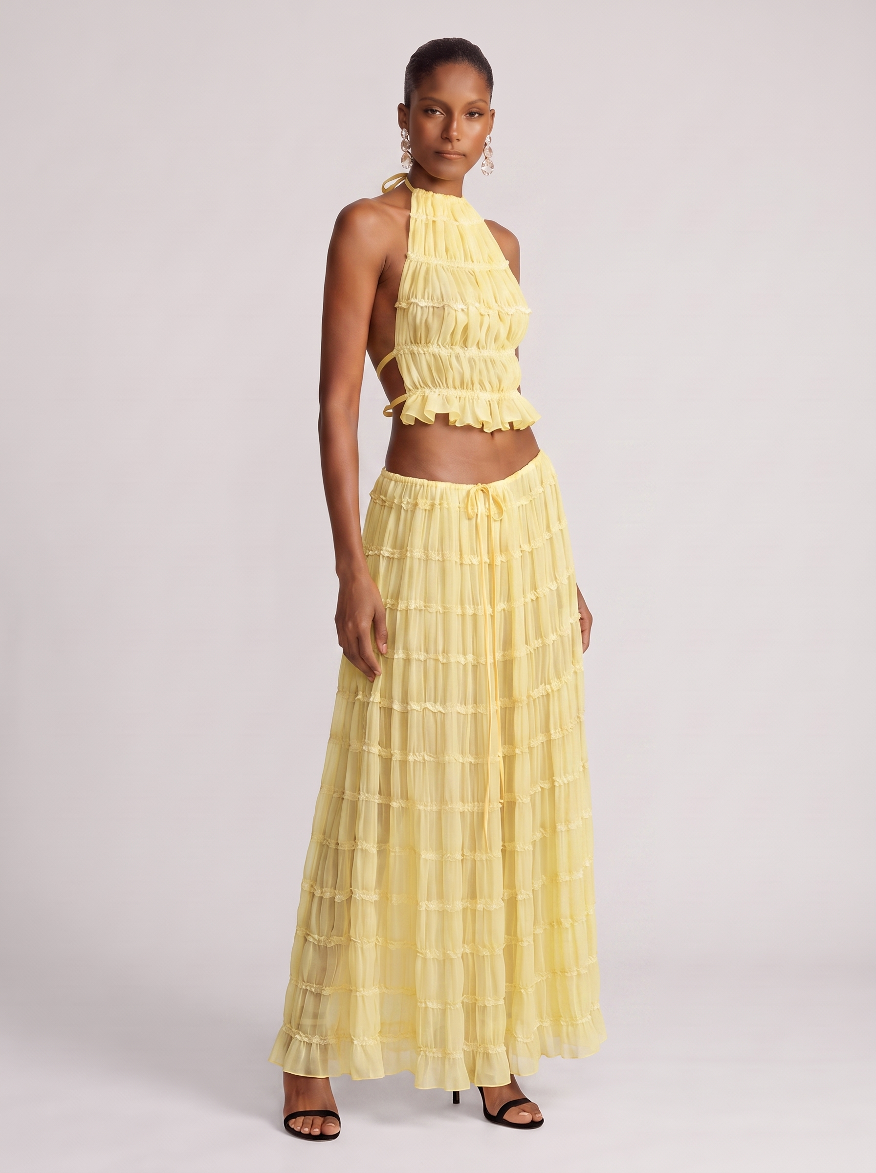 Women's Halter Pleated Skirt Set