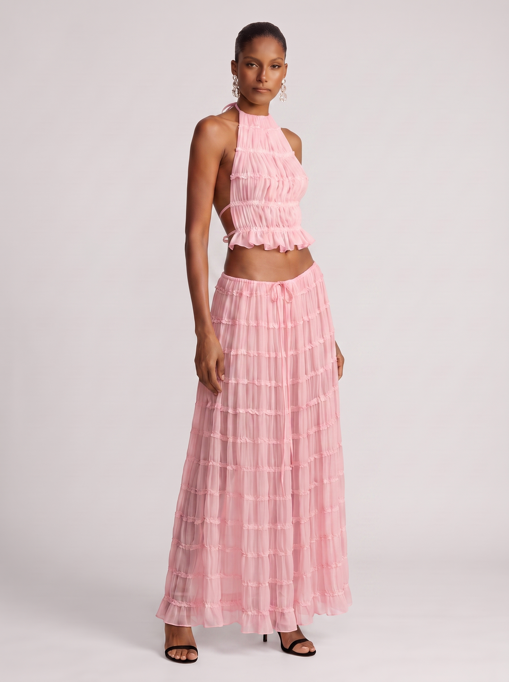 Women's Halter Pleated Skirt Set