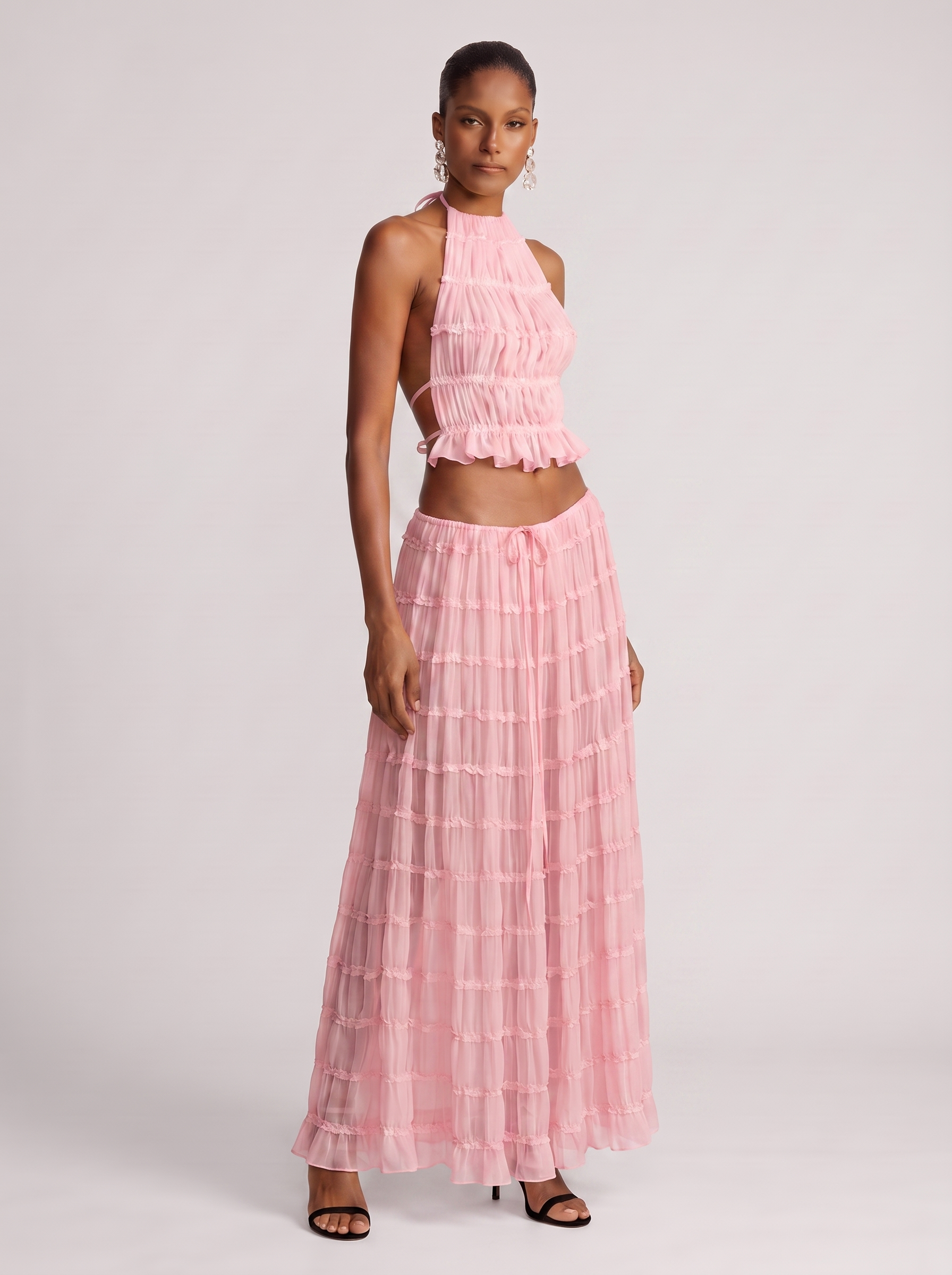 Women's Halter Pleated Skirt Set