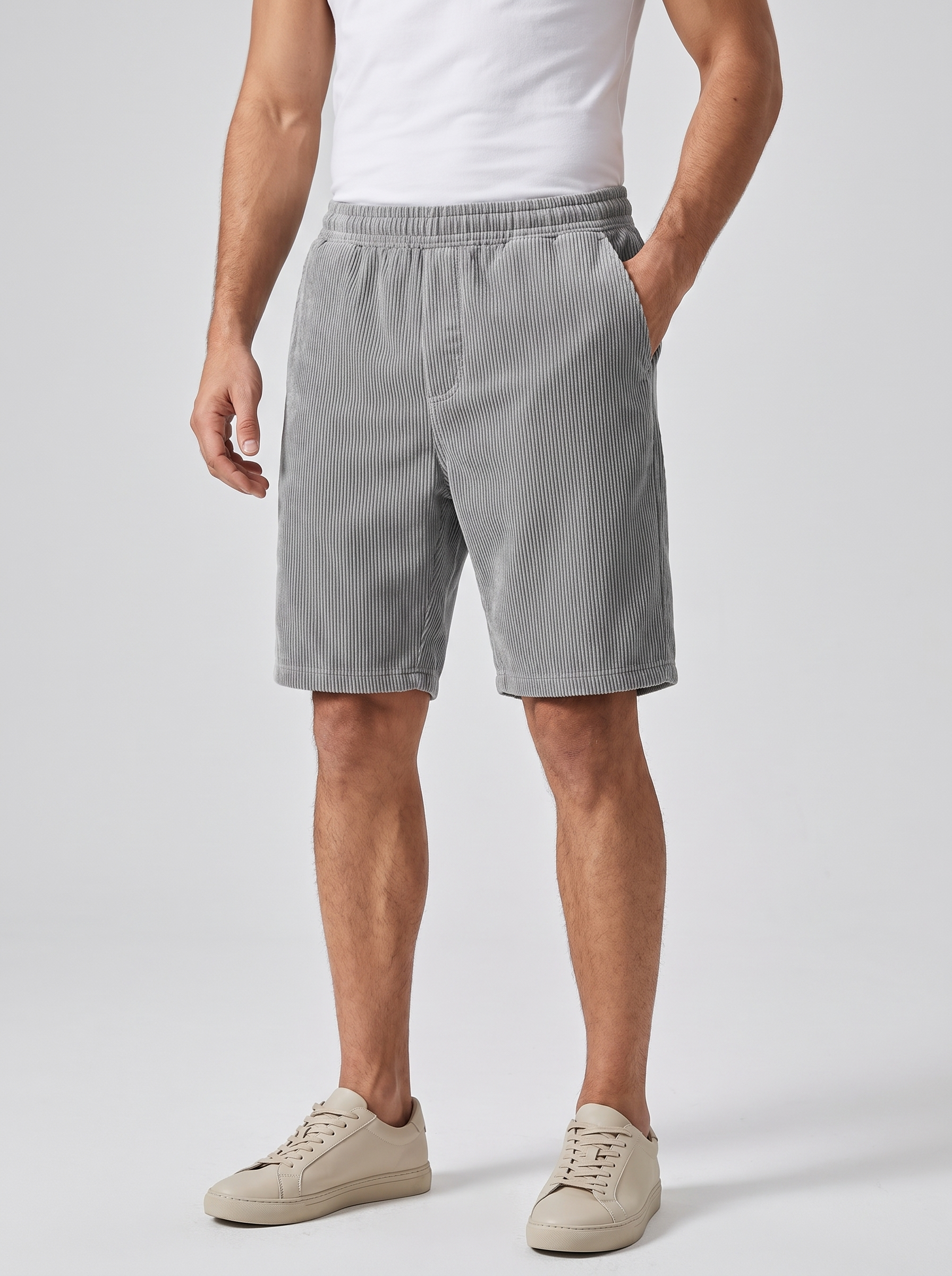 Men's Multi-Pocket Corduroy Shorts for Casual Summer Wear