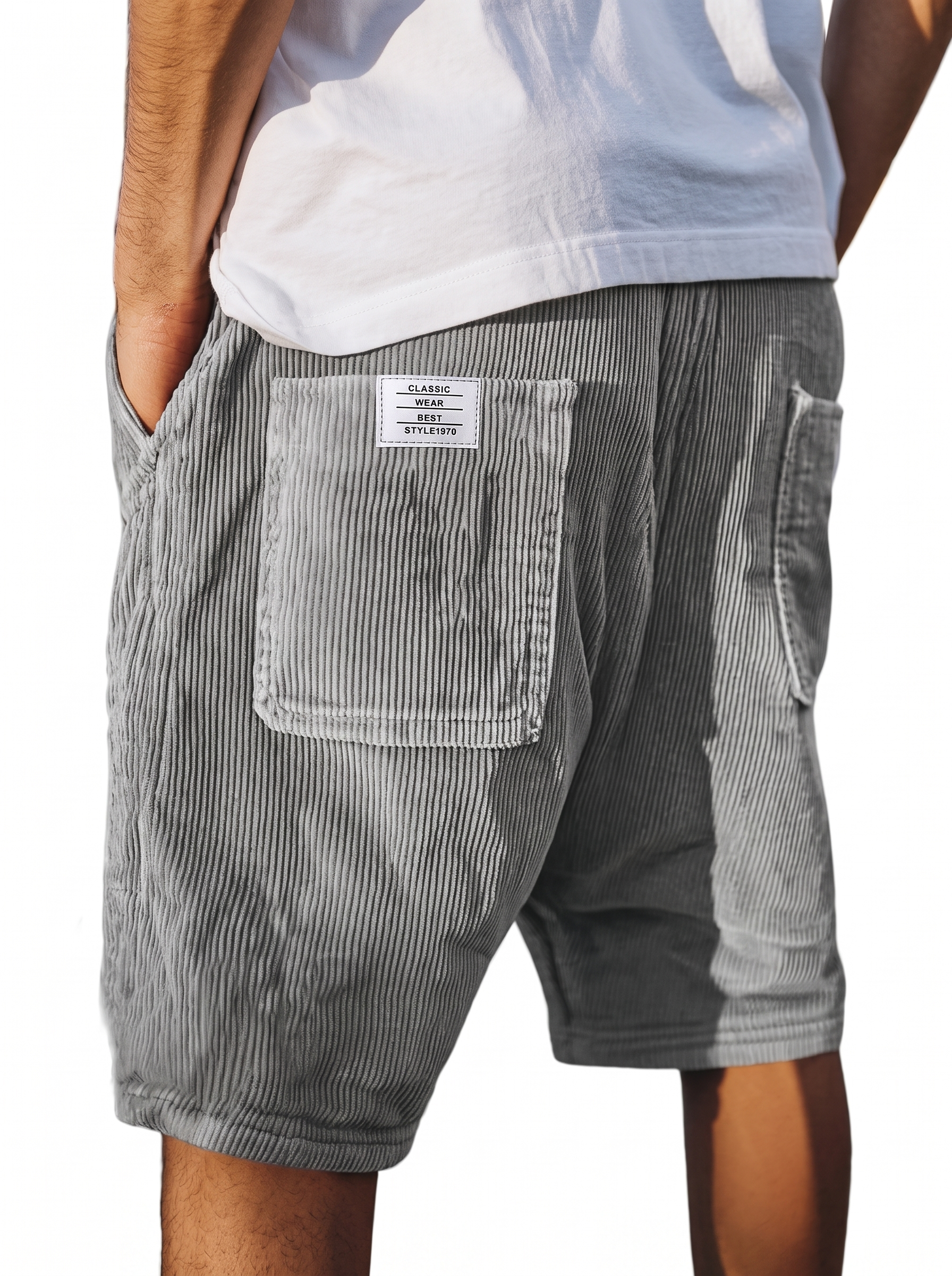 Men's Multi-Pocket Corduroy Shorts for Casual Summer Wear