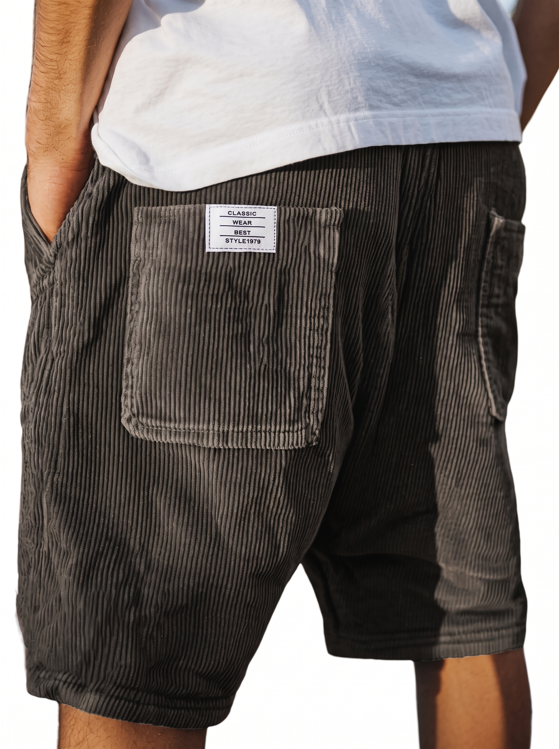 Men's Multi-Pocket Corduroy Shorts for Casual Summer Wear