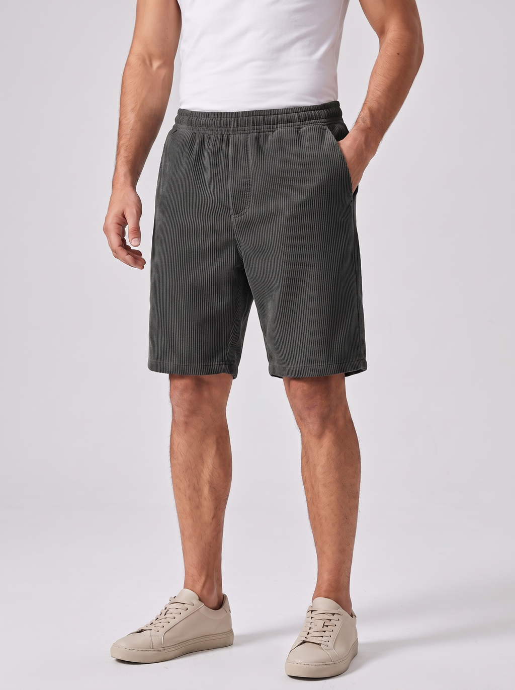 Men's Multi-Pocket Corduroy Shorts for Casual Summer Wear