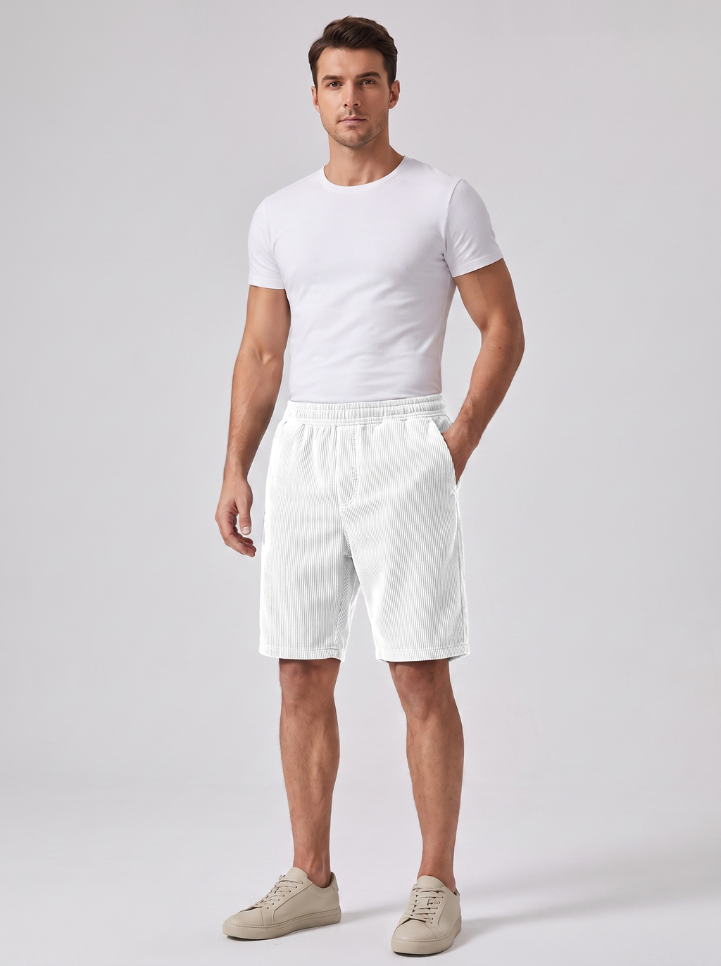 Men's Multi-Pocket Corduroy Shorts for Casual Summer Wear