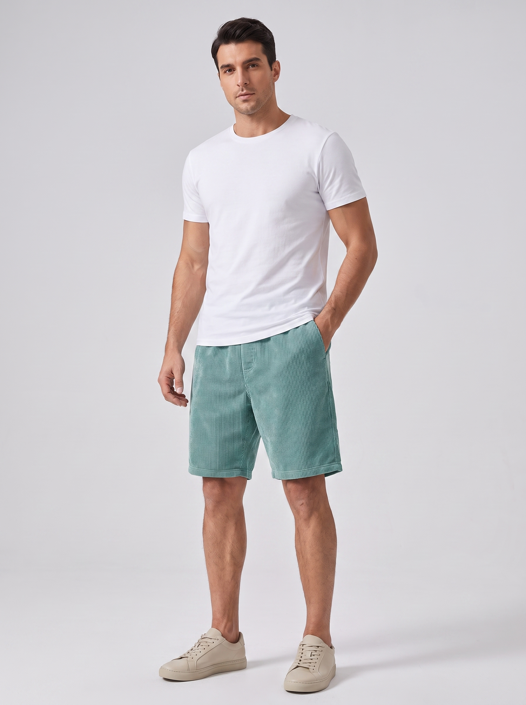 Men's Multi-Pocket Corduroy Shorts for Casual Summer Wear