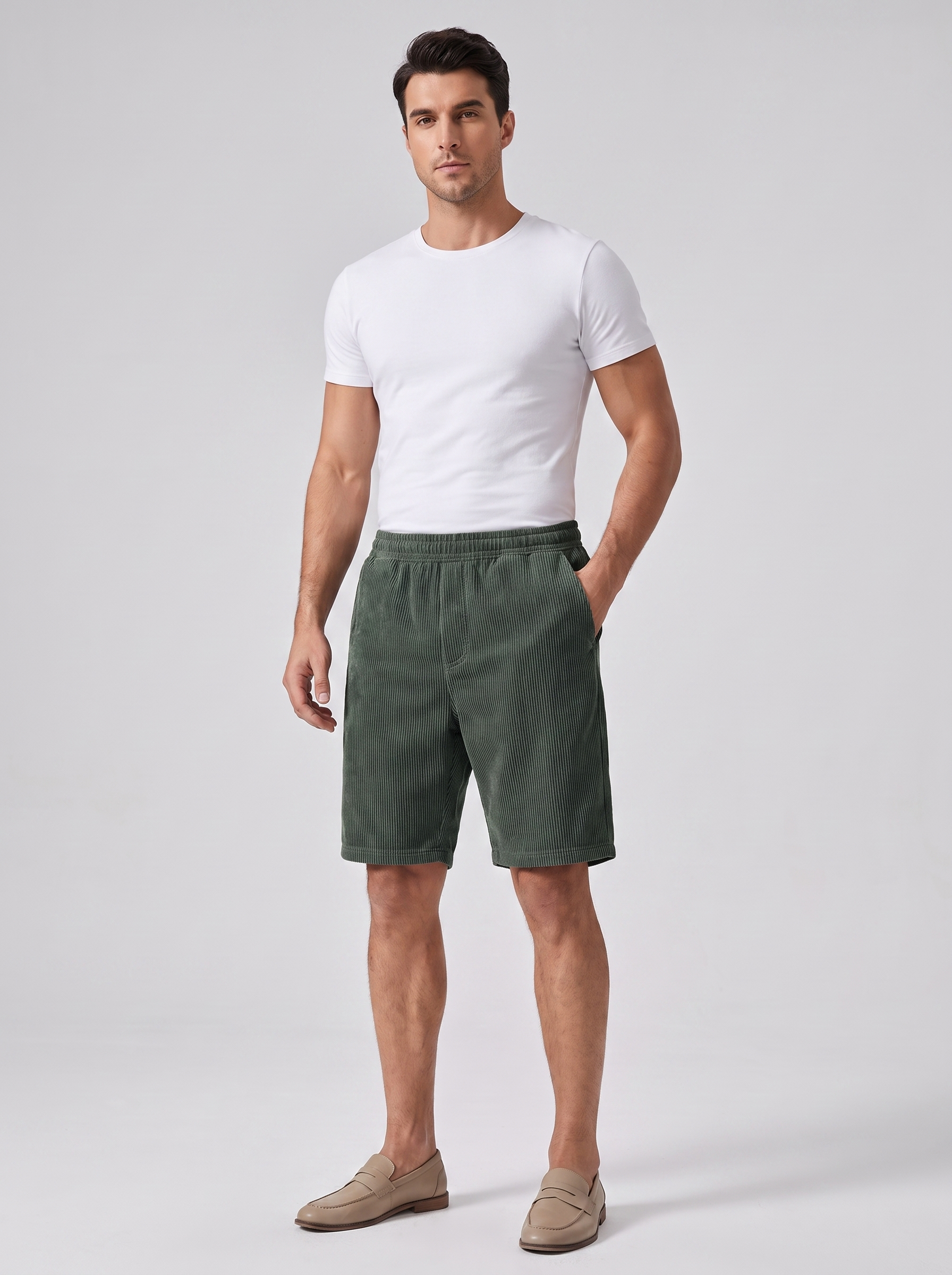 Men's Multi-Pocket Corduroy Shorts for Casual Summer Wear