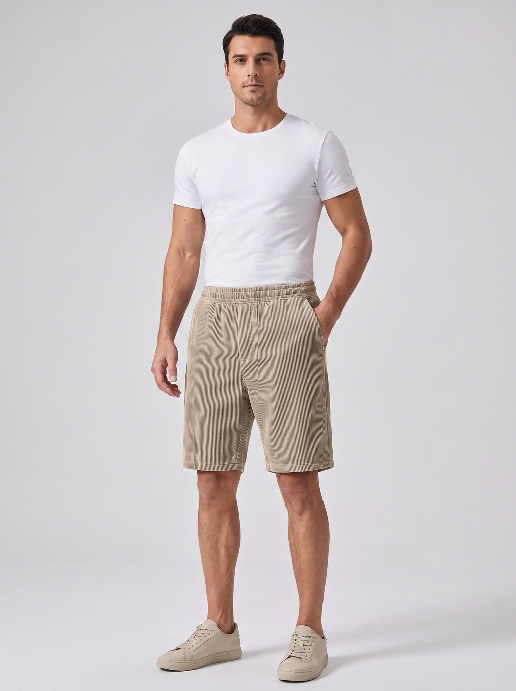 Men's Multi-Pocket Corduroy Shorts for Casual Summer Wear