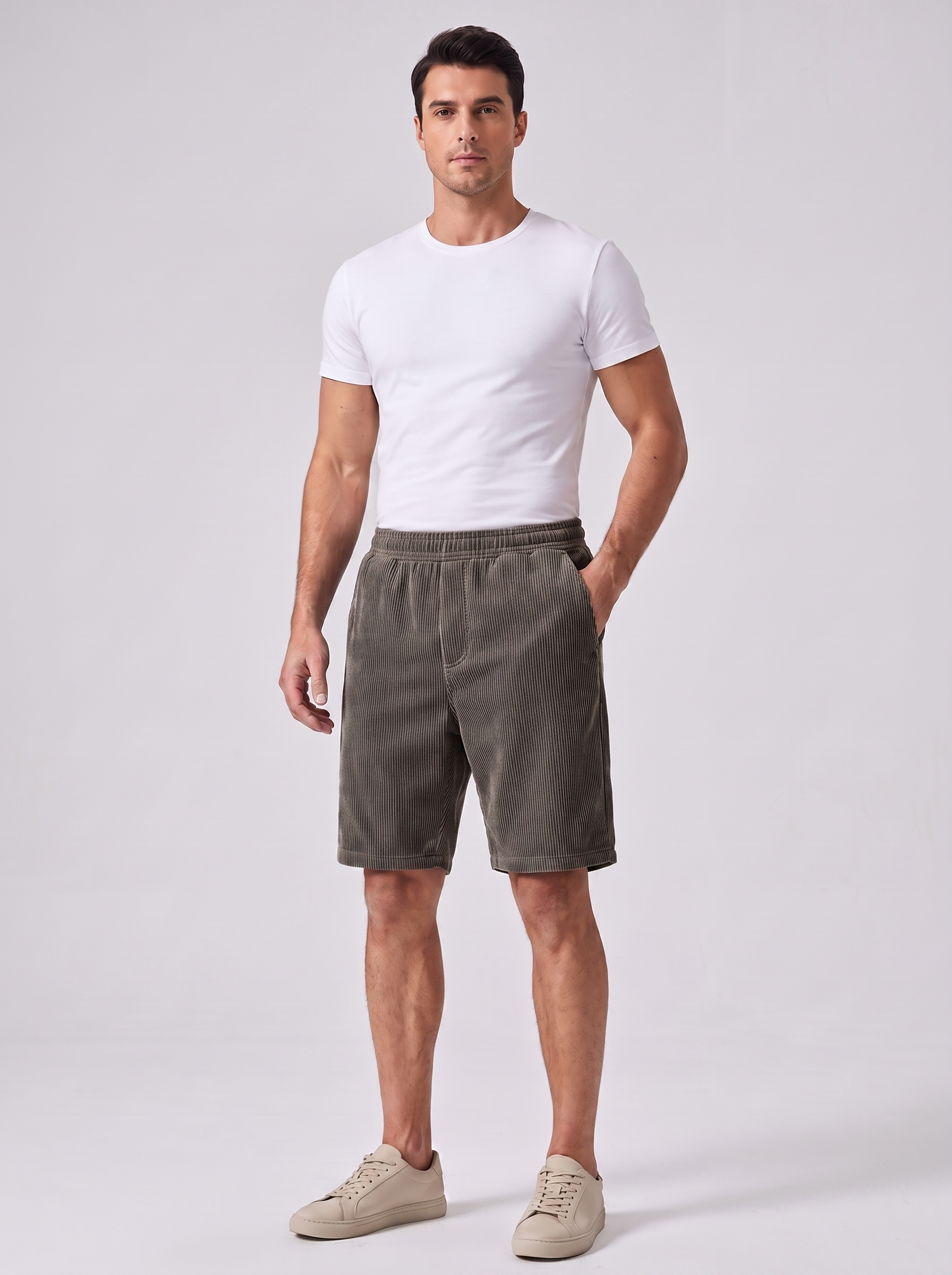 Men's Multi-Pocket Corduroy Shorts for Casual Summer Wear