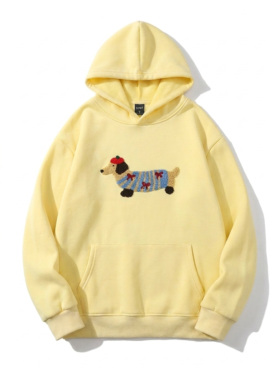 Oversized Dachshund Design Hoodie