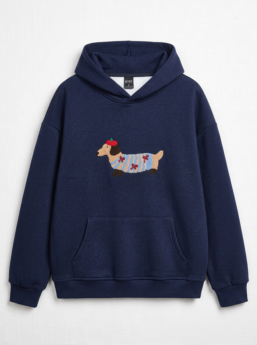 Oversized Dachshund Design Hoodie