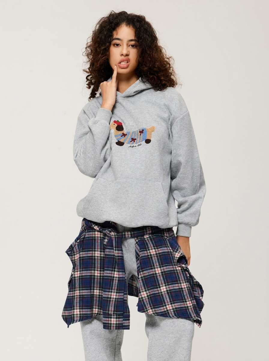 Oversized Dachshund Design Hoodie