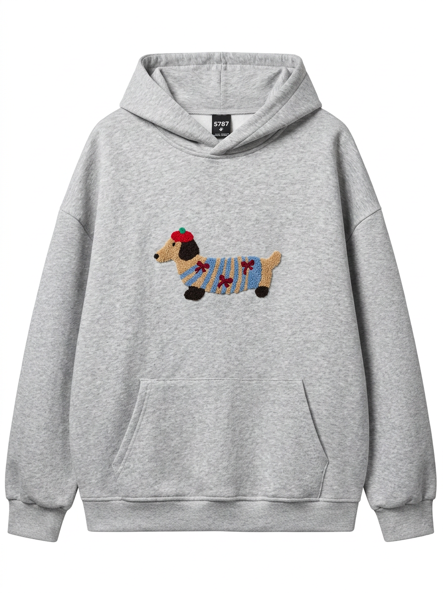 Oversized Dachshund Design Hoodie