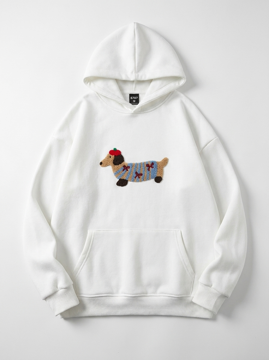 Oversized Dachshund Design Hoodie