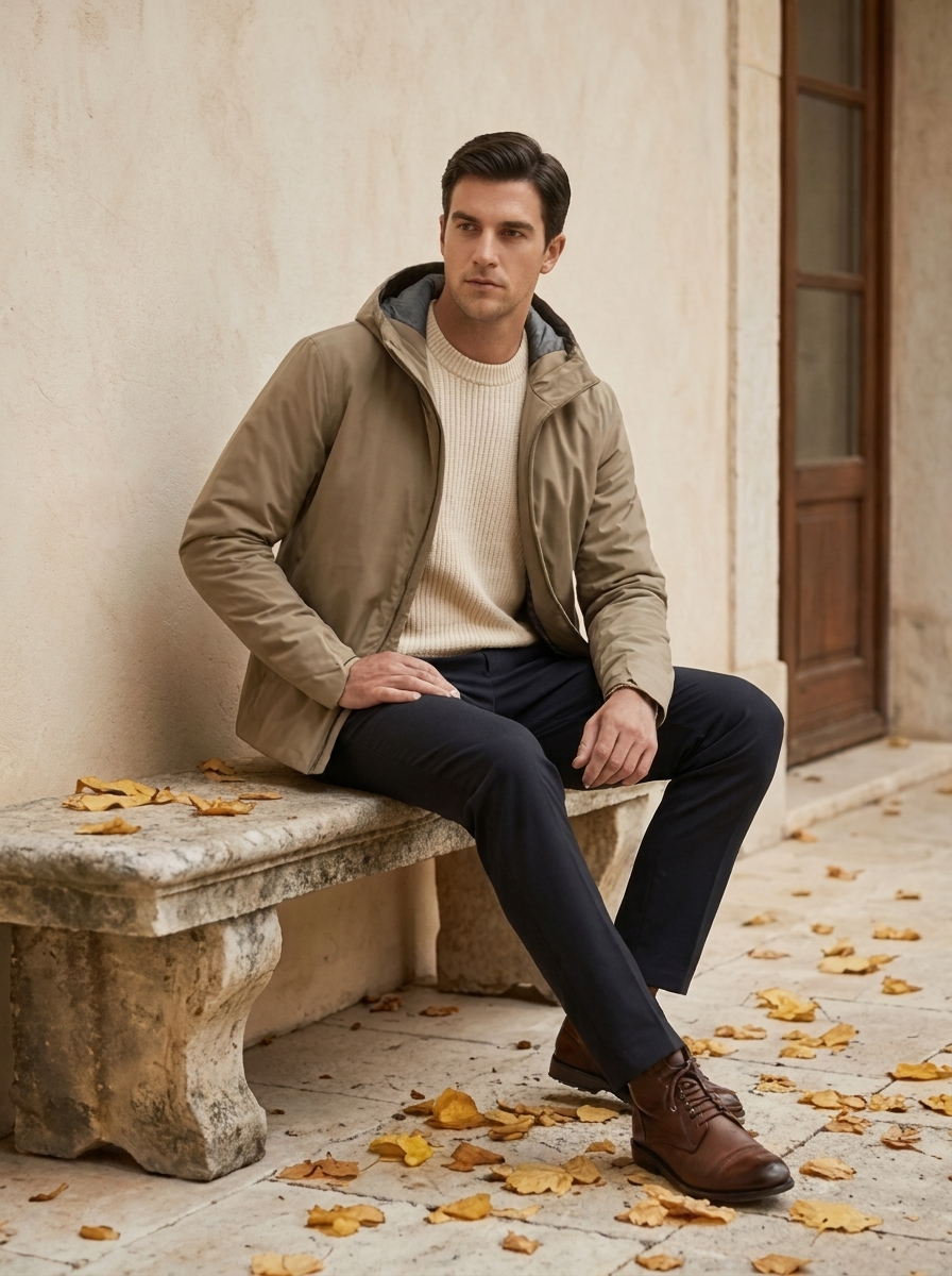 Men's Softshell Hooded Jacket Wind Resistant Breathable