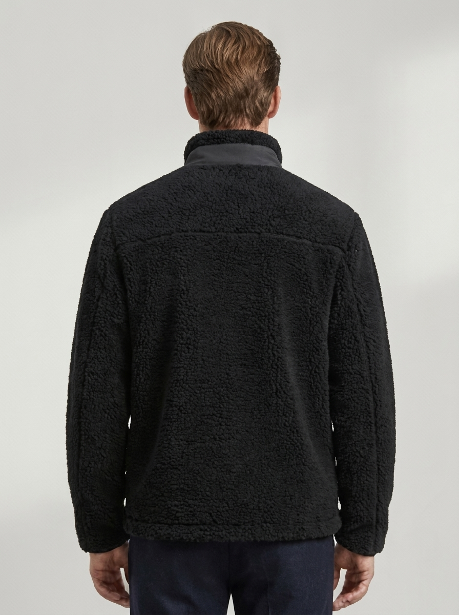 Men's Sherpa Fleece Jacket with Zip Front & Chest Pocket