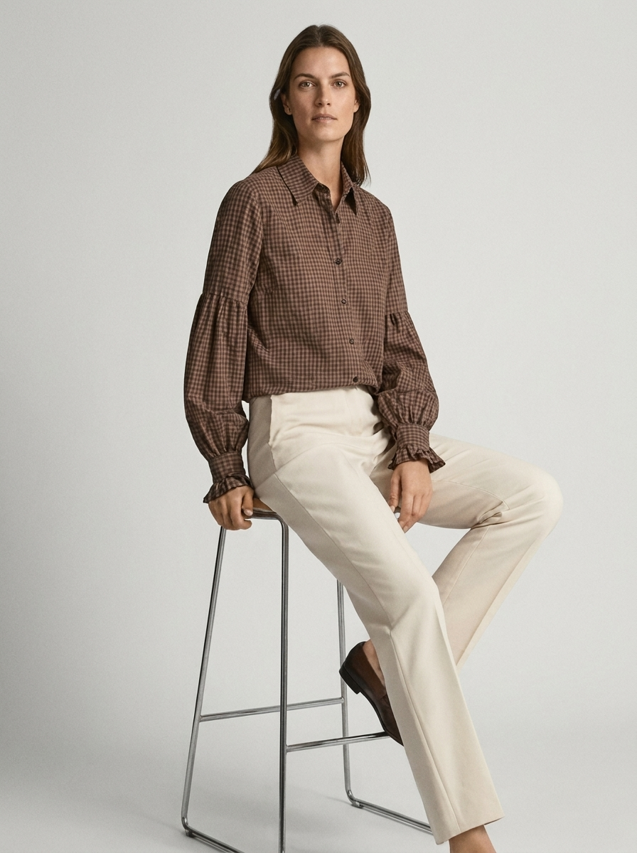 Women's Loose Bubble-Sleeve Blouse