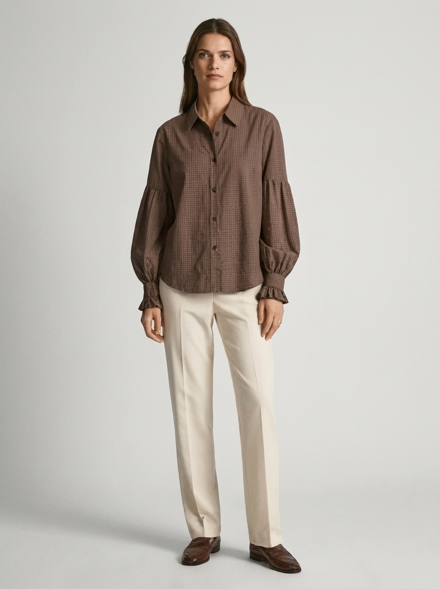 Women's Loose Bubble-Sleeve Blouse