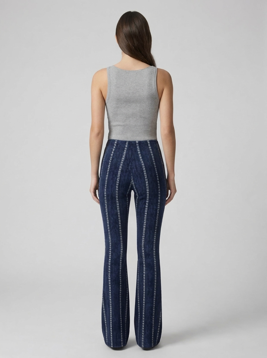 Women's High-Waisted Striped Flare Pants