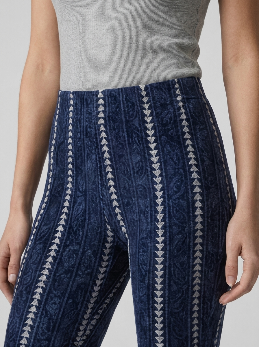 Women's High-Waisted Striped Flare Pants