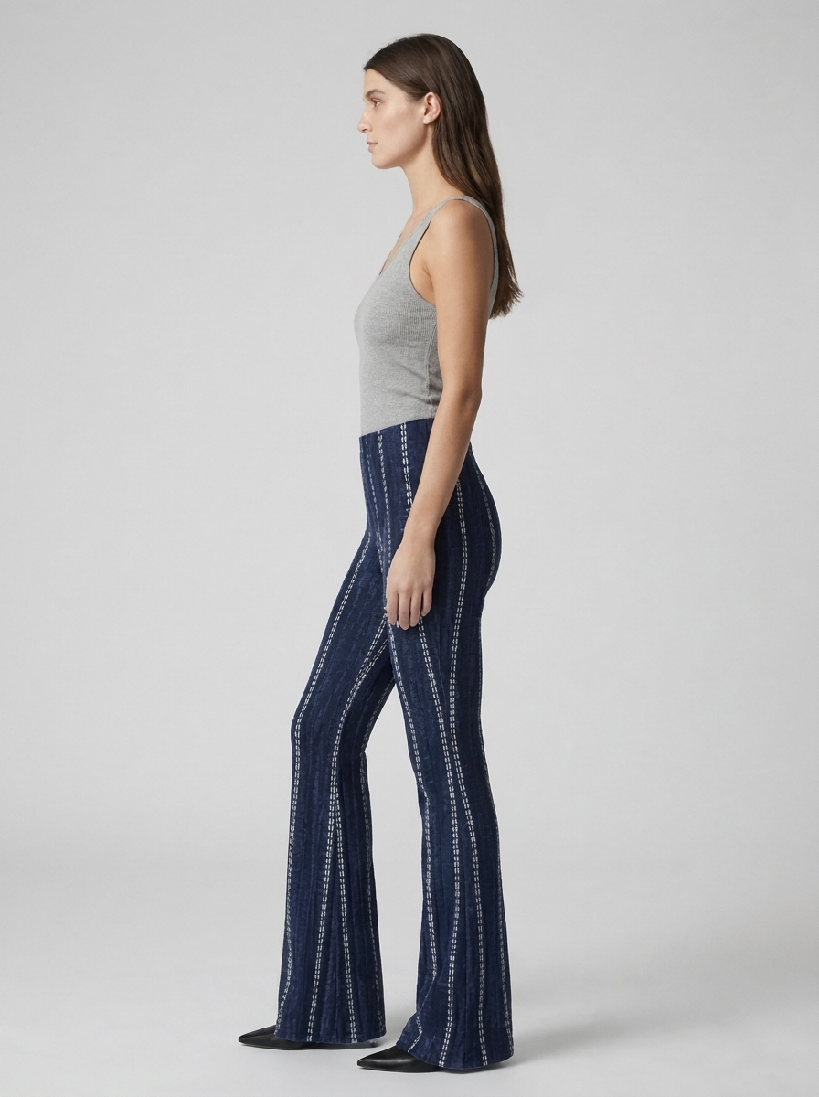 Women's High-Waisted Striped Flare Pants