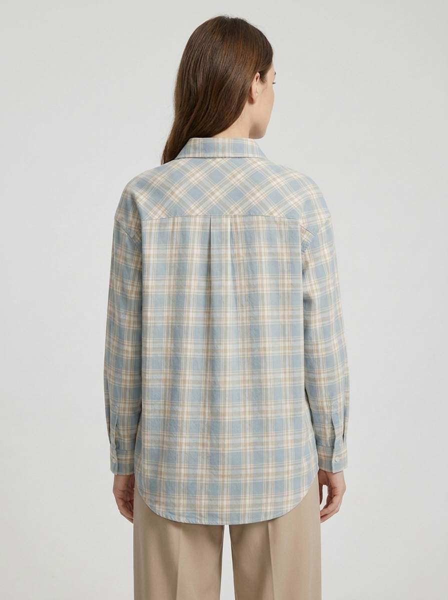Women's Plaid Button-Down Shirt - Casual Long Sleeve Blouse