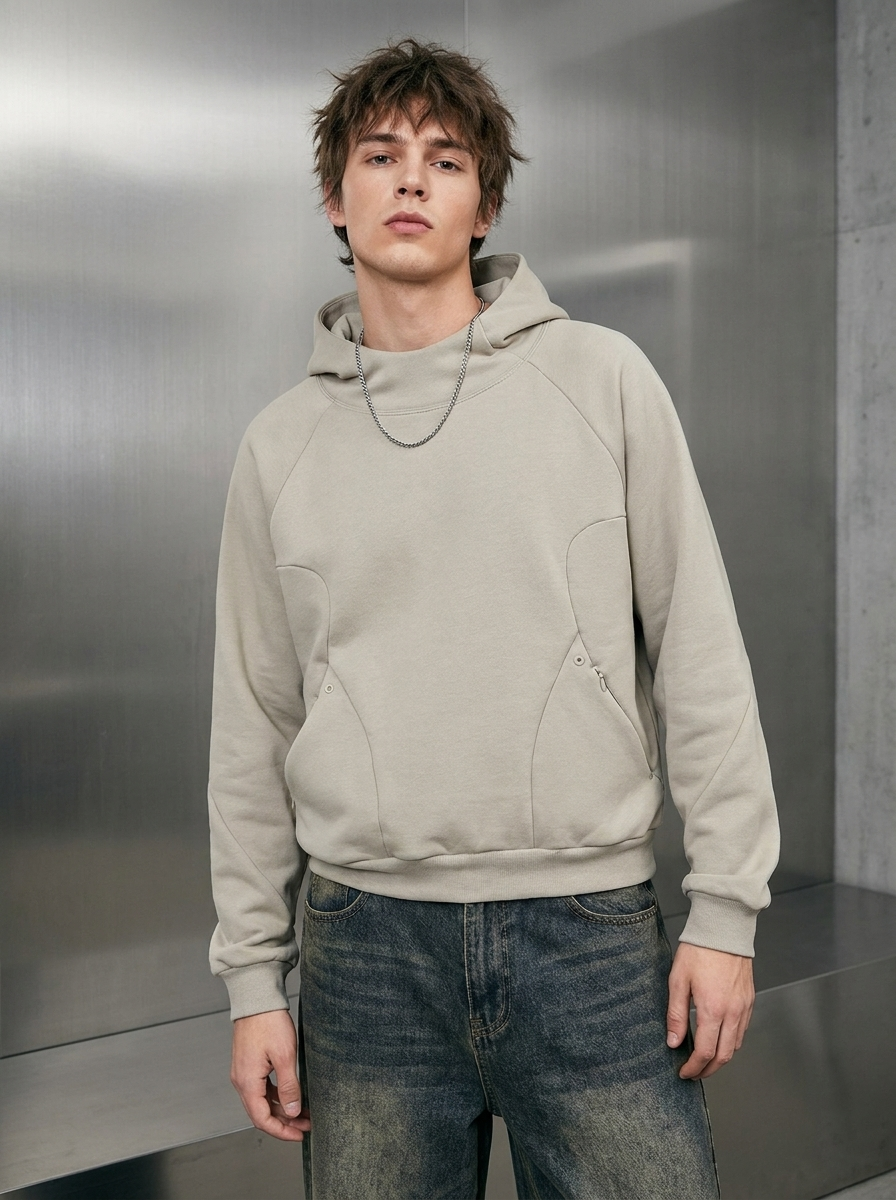 Men's Fleece-Lined Thick High-Neck Hoodie