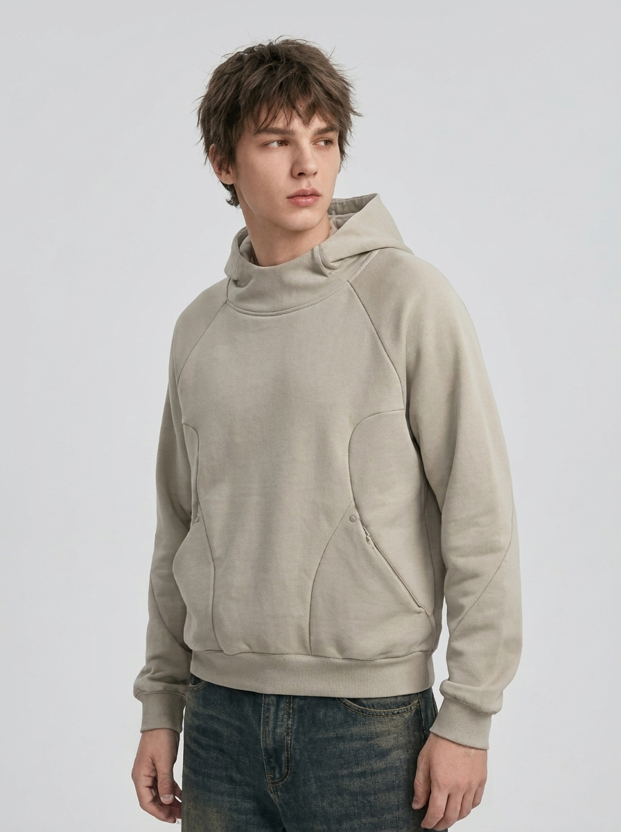 Men's Fleece-Lined Thick High-Neck Hoodie
