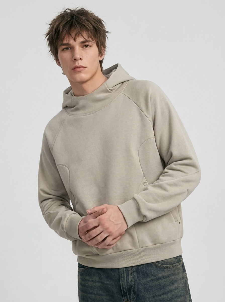 Men's Fleece-Lined Thick High-Neck Hoodie