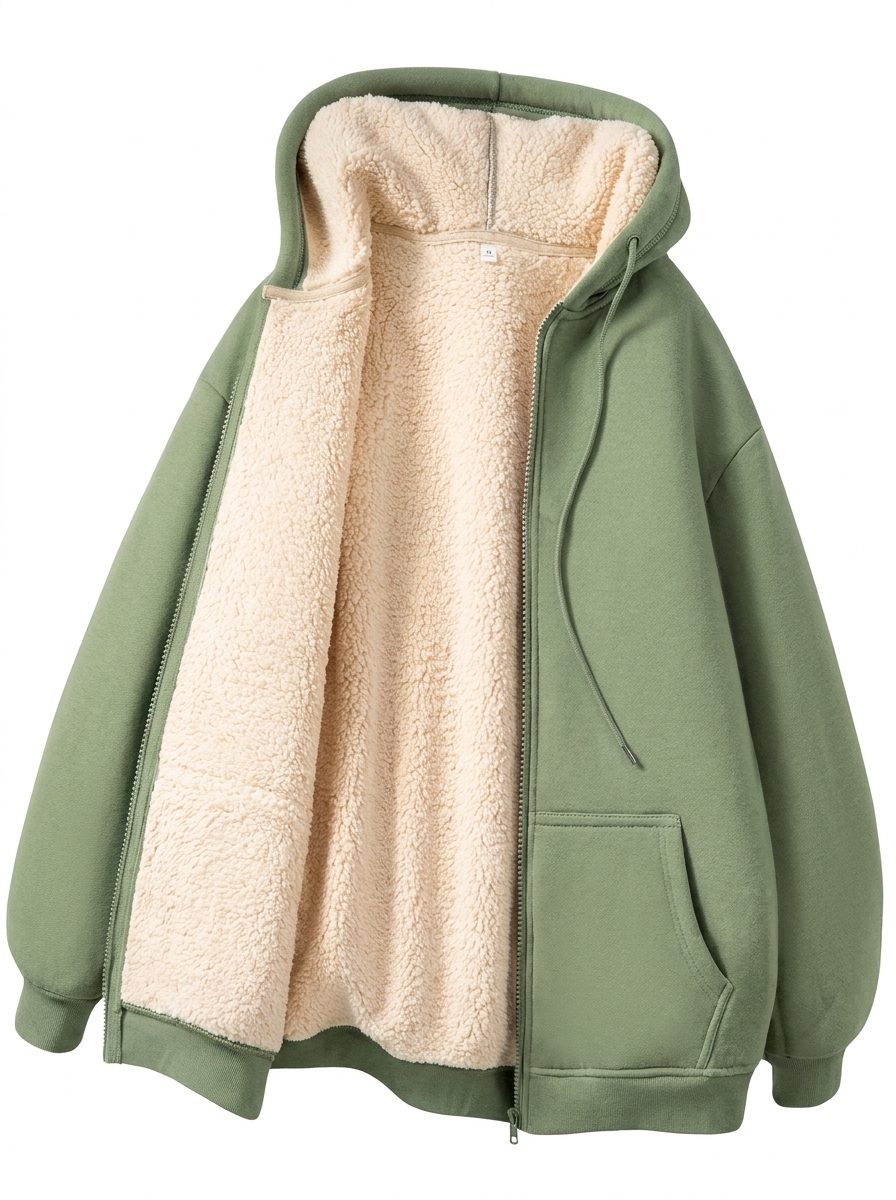 Women's Wool-Lined Fleece Coat - Warm Winter Outerwear