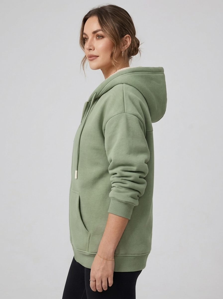 Women's Wool-Lined Fleece Coat - Warm Winter Outerwear