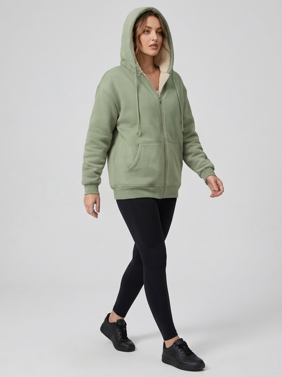 Women's Wool-Lined Fleece Coat - Warm Winter Outerwear