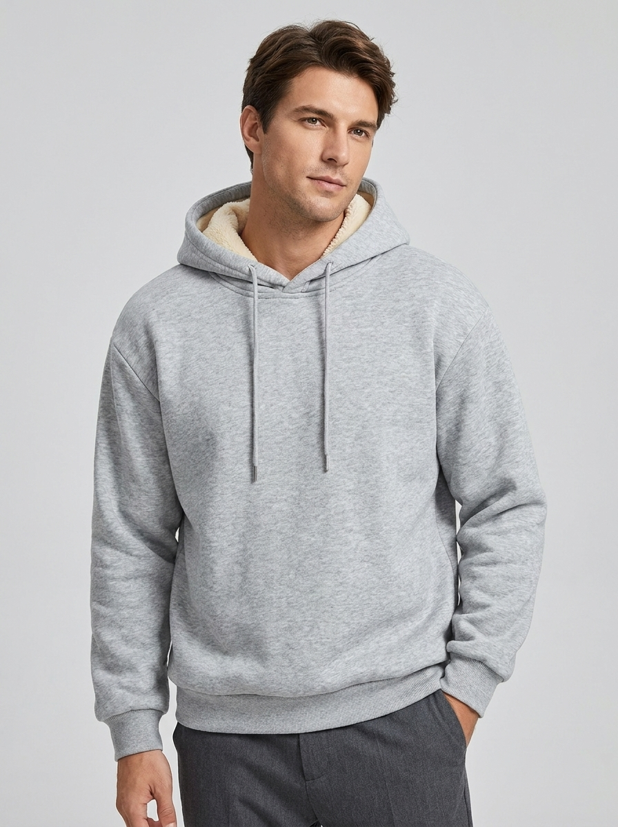 Men's Fleece-Lined Pullover Hoodie for Cold Weather Comfort