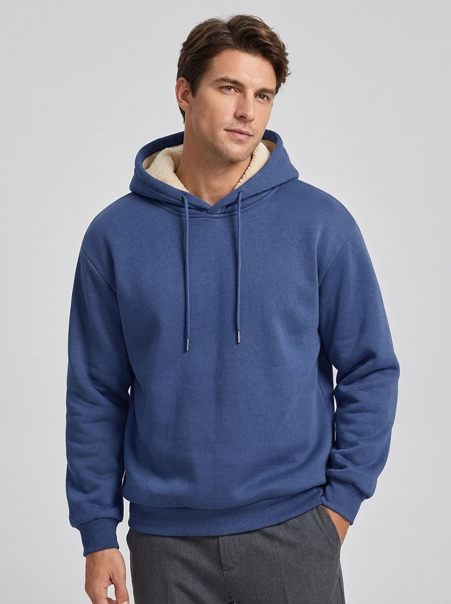 Men's Fleece-Lined Pullover Hoodie for Cold Weather Comfort
