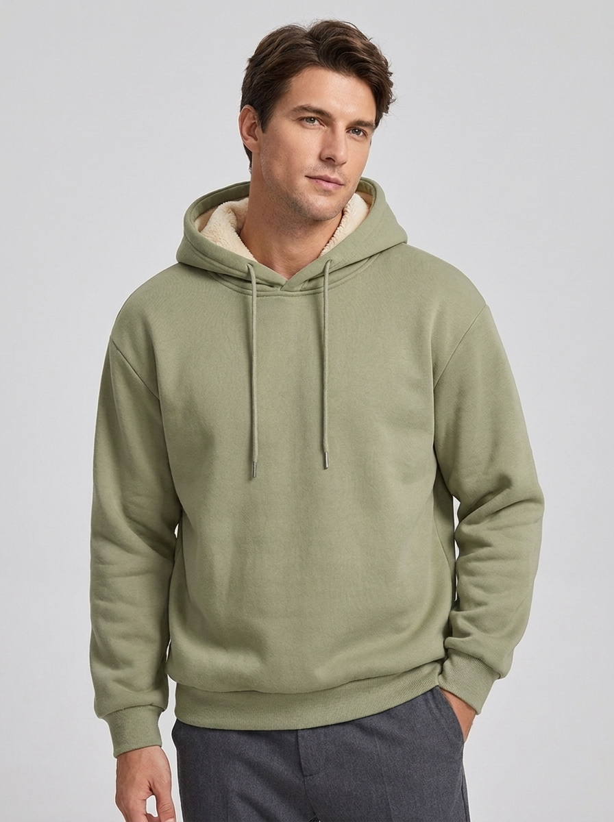 Men's Fleece-Lined Pullover Hoodie for Cold Weather Comfort