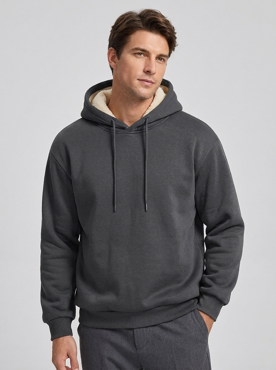 Men's Fleece-Lined Pullover Hoodie for Cold Weather Comfort